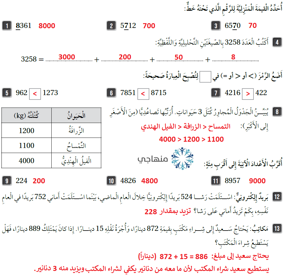 الأعداد جمعها وطرحها